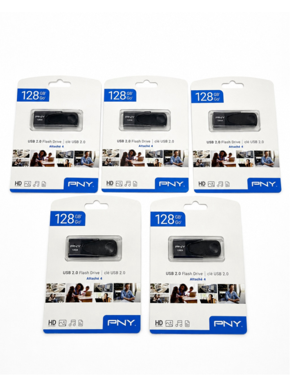 5x PNY Attaché 4 128GB USB 2.0 Flash Drives 640GB Total NEW SEALED